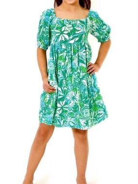 NWOT- Lilly Pulitzer Mini Delaney Dress Botanical Green Safari Sangria